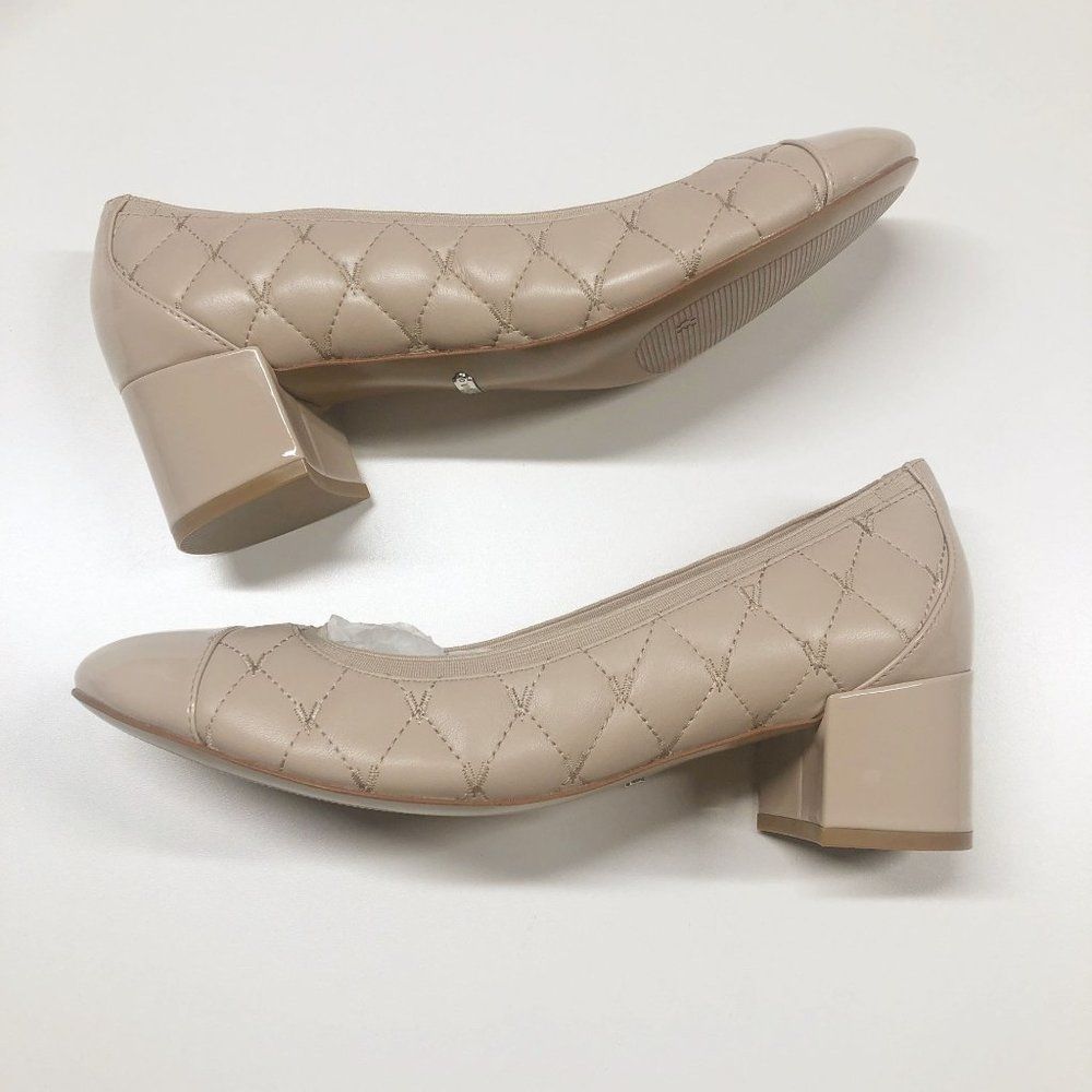 Vionic Nude Olympia Ruby Quilted Pump Heels Concealed Orthotic Arch Support